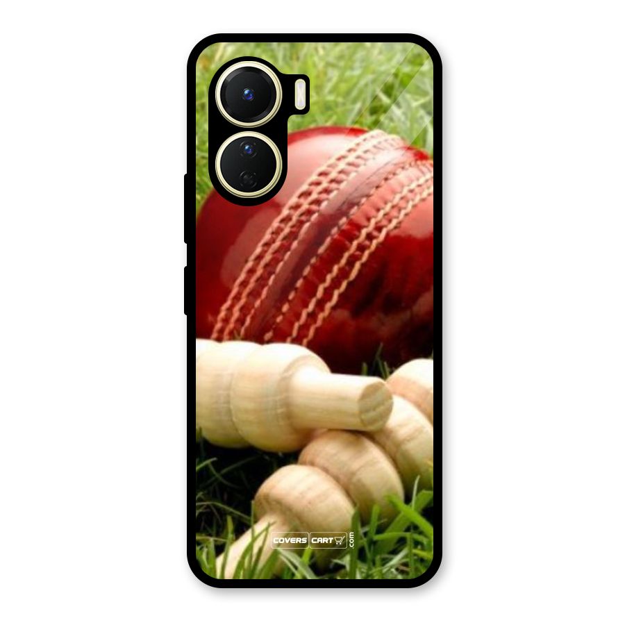 Cricket Ball and Stumps Glass Back Case for Vivo Y56