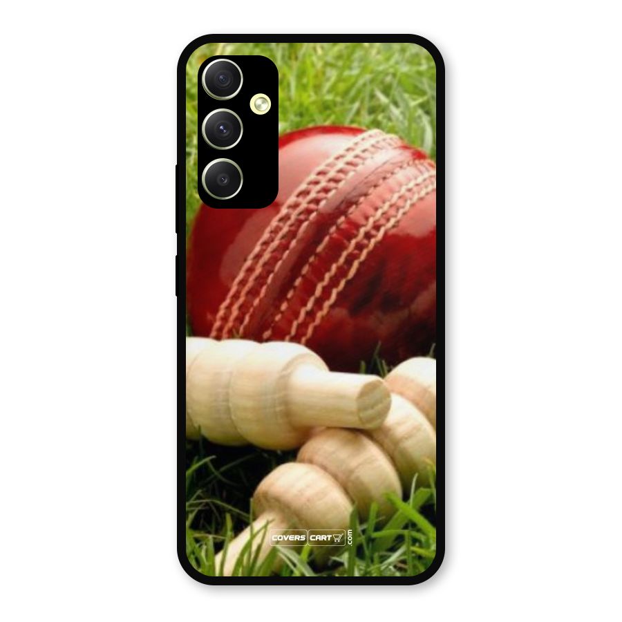 Cricket Ball and Stumps Metal Back Case for Galaxy A34
