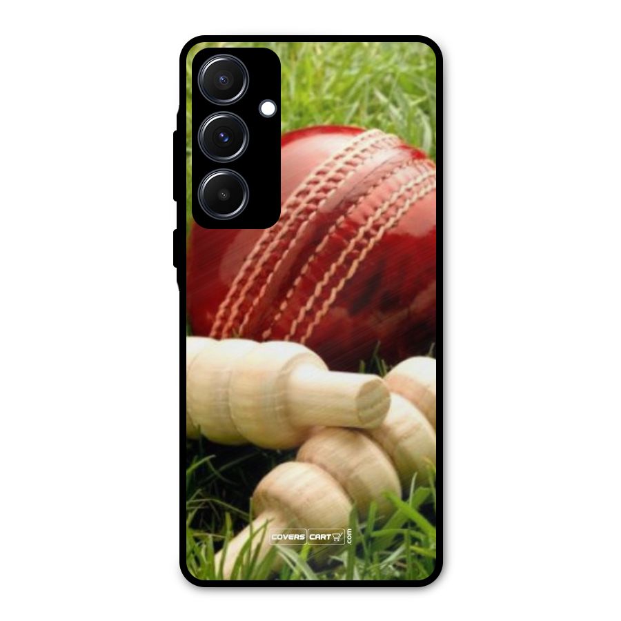 Cricket Ball and Stumps Metal Back Case for Galaxy A55