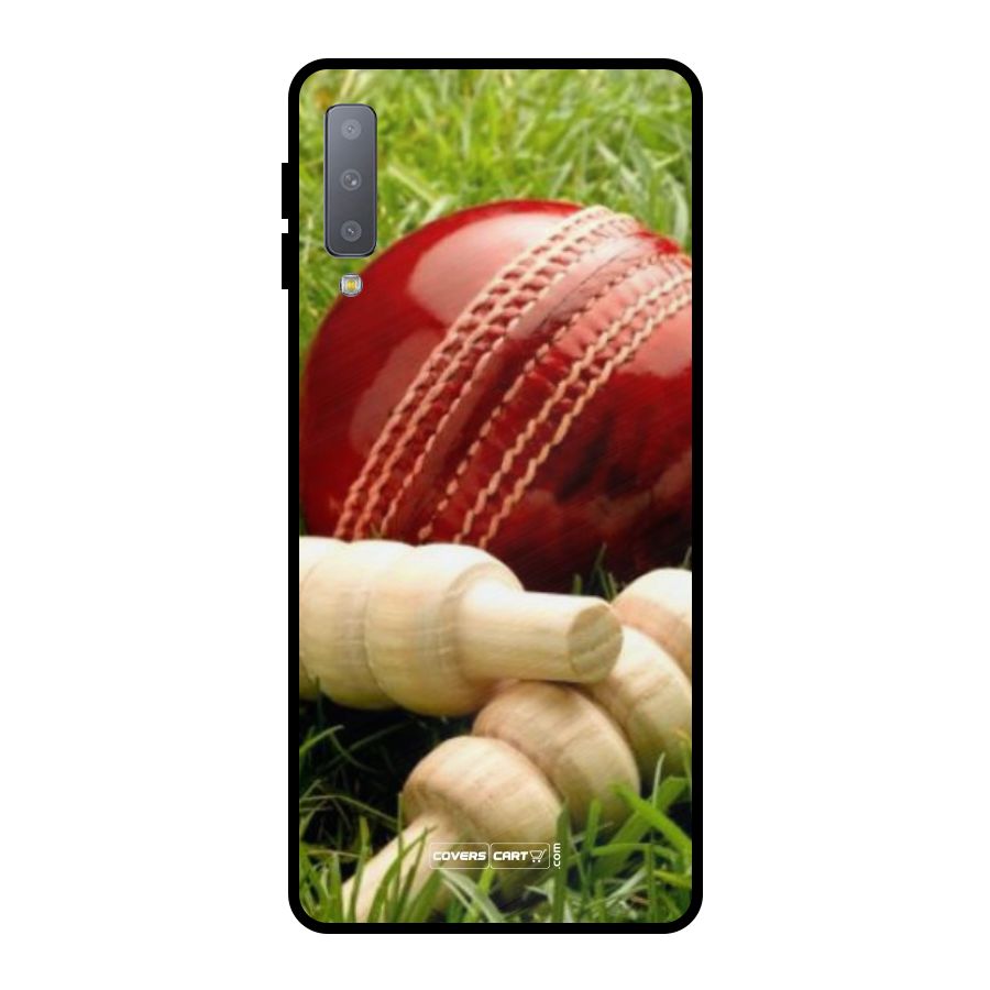 Cricket Ball and Stumps Metal Back Case for Galaxy A7 (2018)