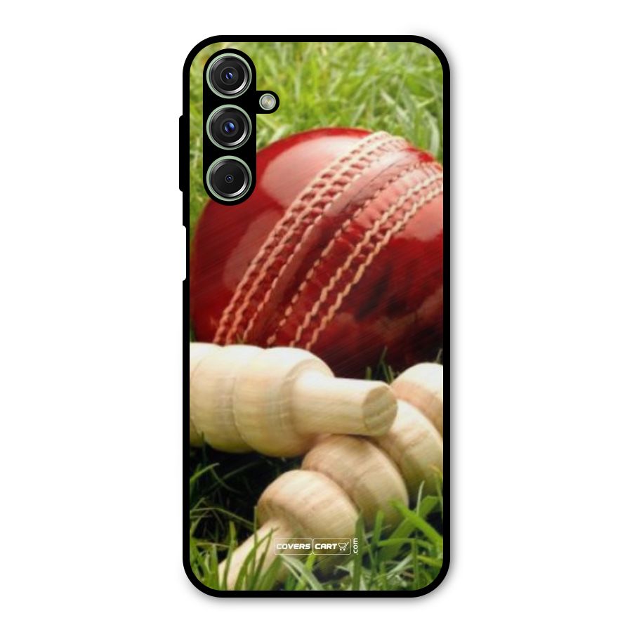 Cricket Ball and Stumps Metal Back Case for Galaxy F34
