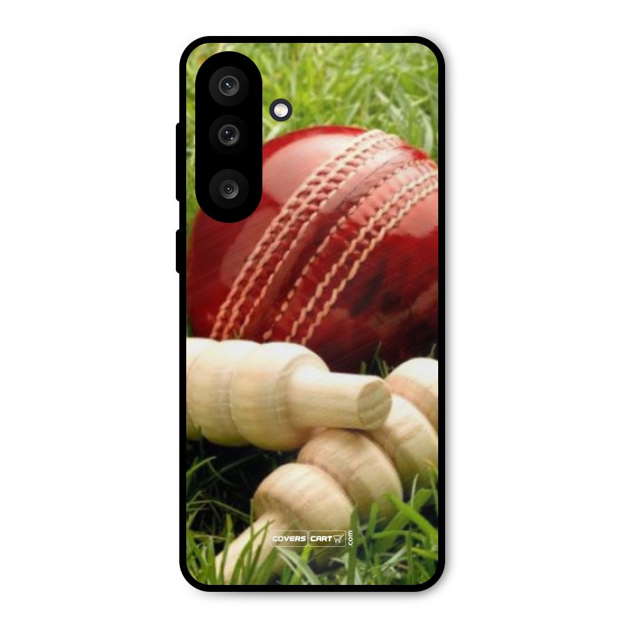 Cricket Ball and Stumps Metal Back Case for Galaxy F56