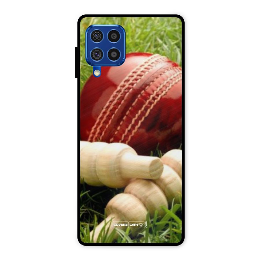 Cricket Ball and Stumps Metal Back Case for Galaxy F62