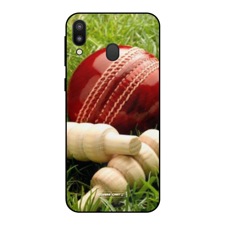 Cricket Ball and Stumps Metal Back Case for Galaxy M20