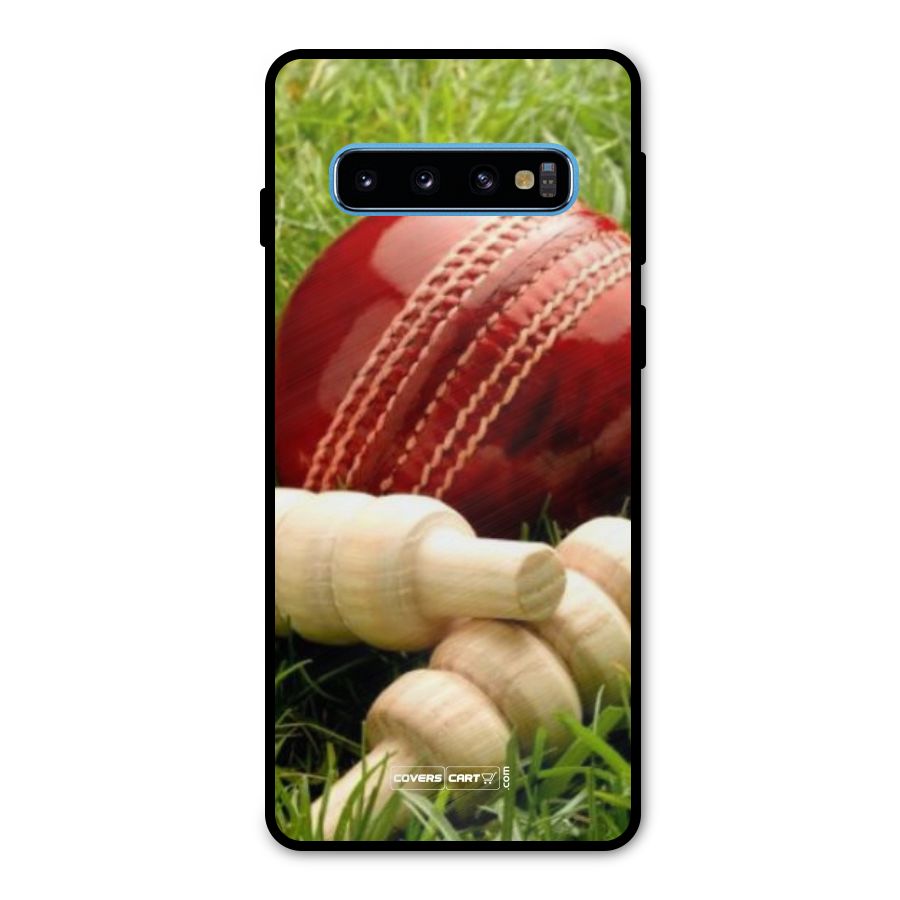 Cricket Ball and Stumps Metal Back Case for Galaxy S10