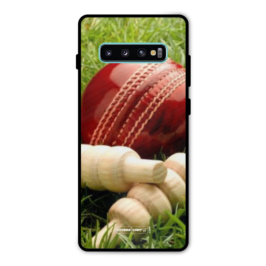 Cricket Ball and Stumps Metal Back Case for Galaxy S10 Plus
