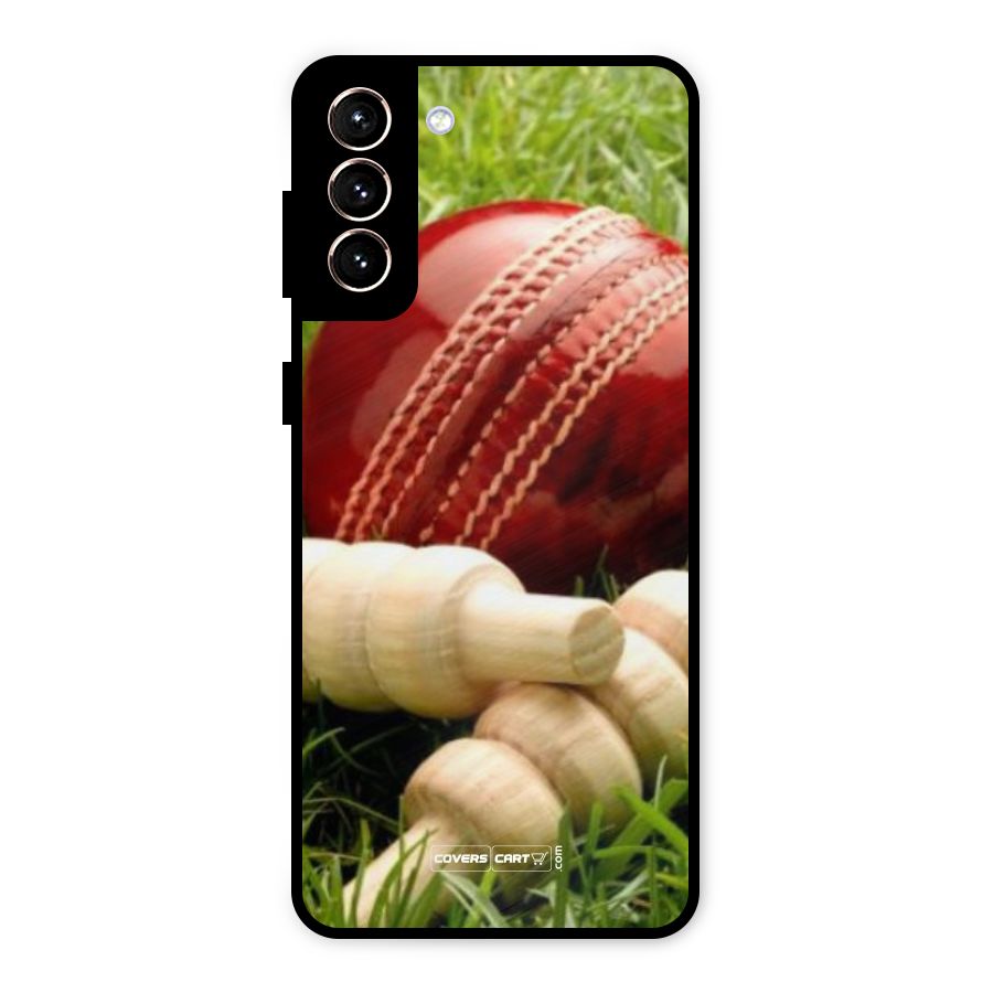 Cricket Ball and Stumps Metal Back Case for Galaxy S21 Plus