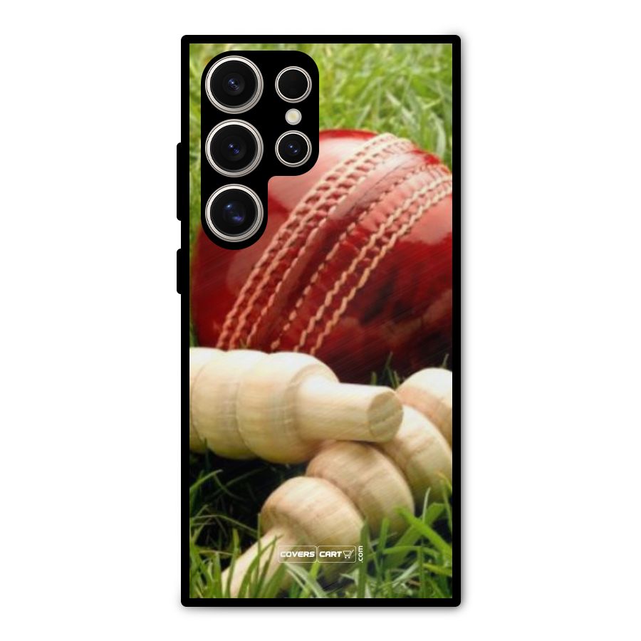 Cricket Ball and Stumps Metal Back Case for Galaxy S24 Ultra