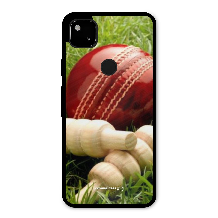 Cricket Ball and Stumps Metal Back Case for Google Pixel 4a
