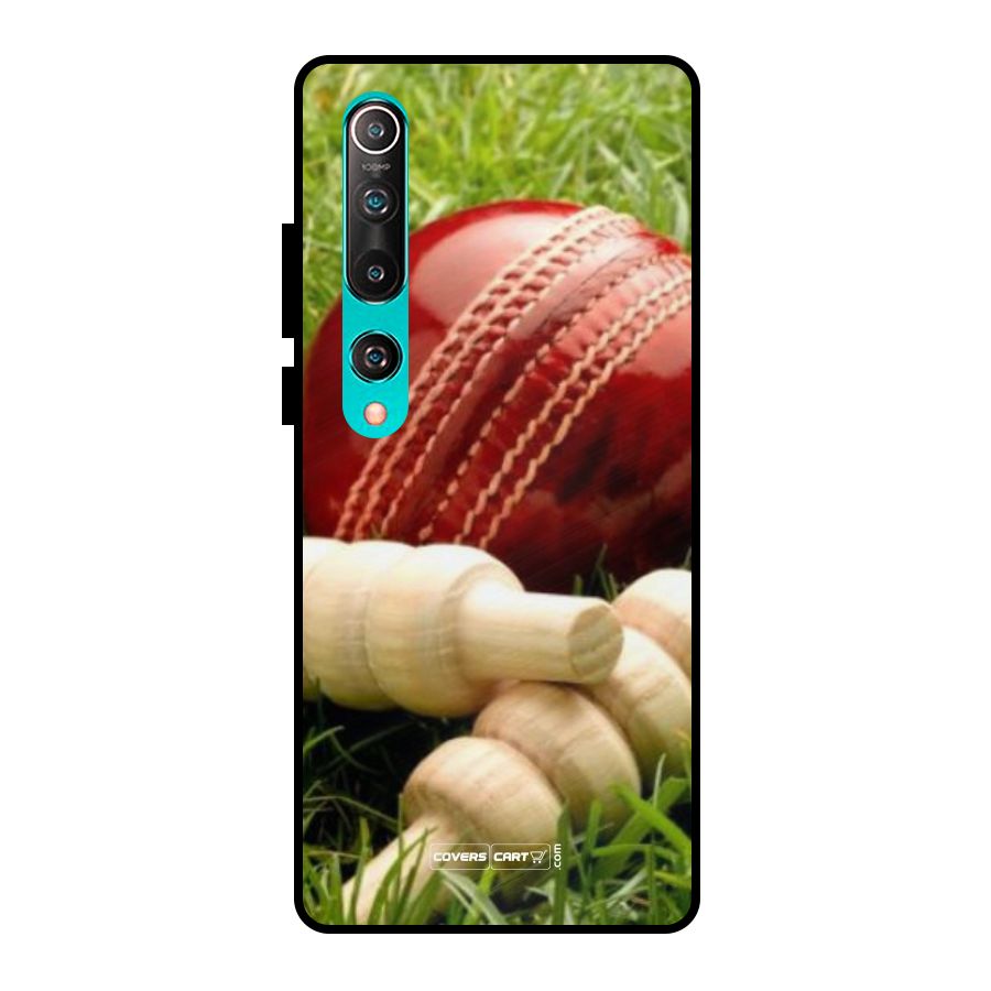Cricket Ball and Stumps Metal Back Case for Mi 10