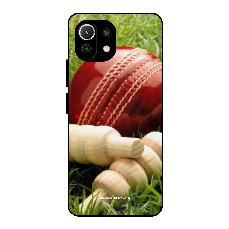 Cricket Ball and Stumps Metal Back Case for Mi 11 Lite NE 5G