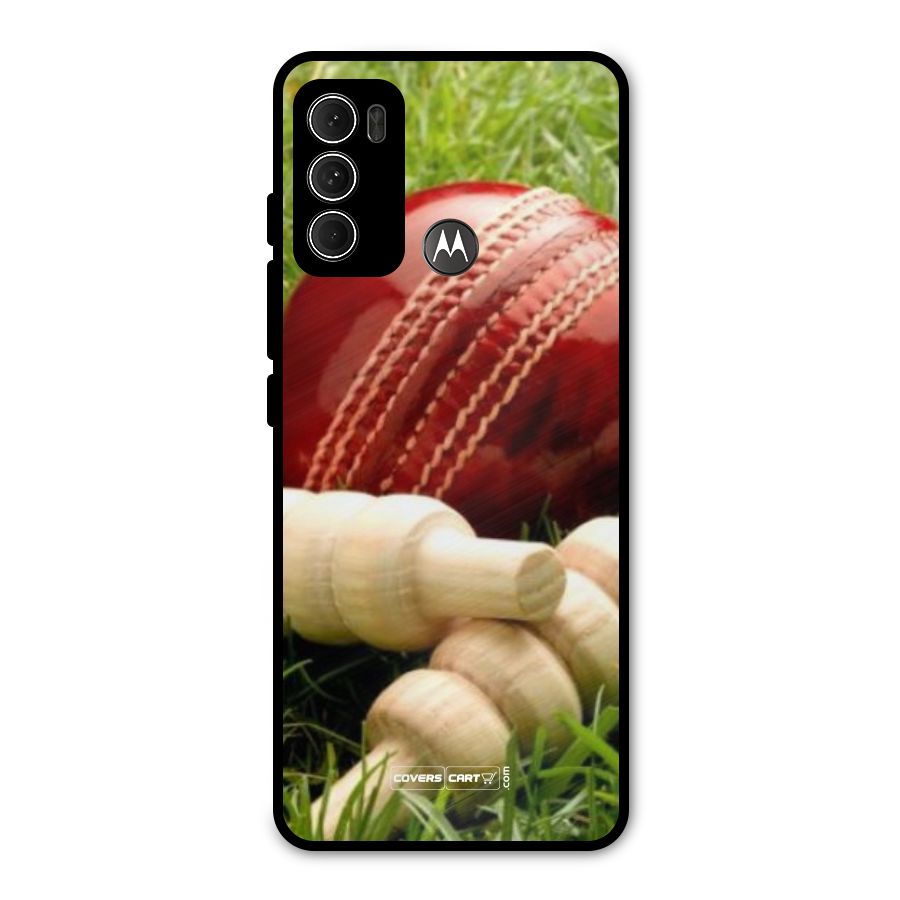 Cricket Ball and Stumps Metal Back Case for Moto G60