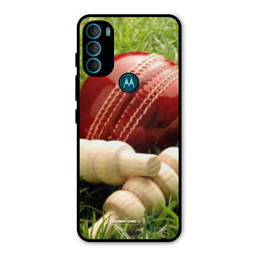 Cricket Ball and Stumps Metal Back Case for Moto G71 5G