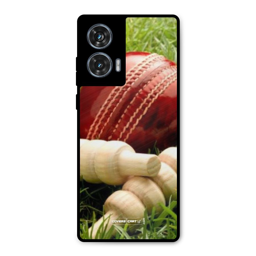 Cricket Ball and Stumps Metal Back Case for Motorola Edge 50 Fusion