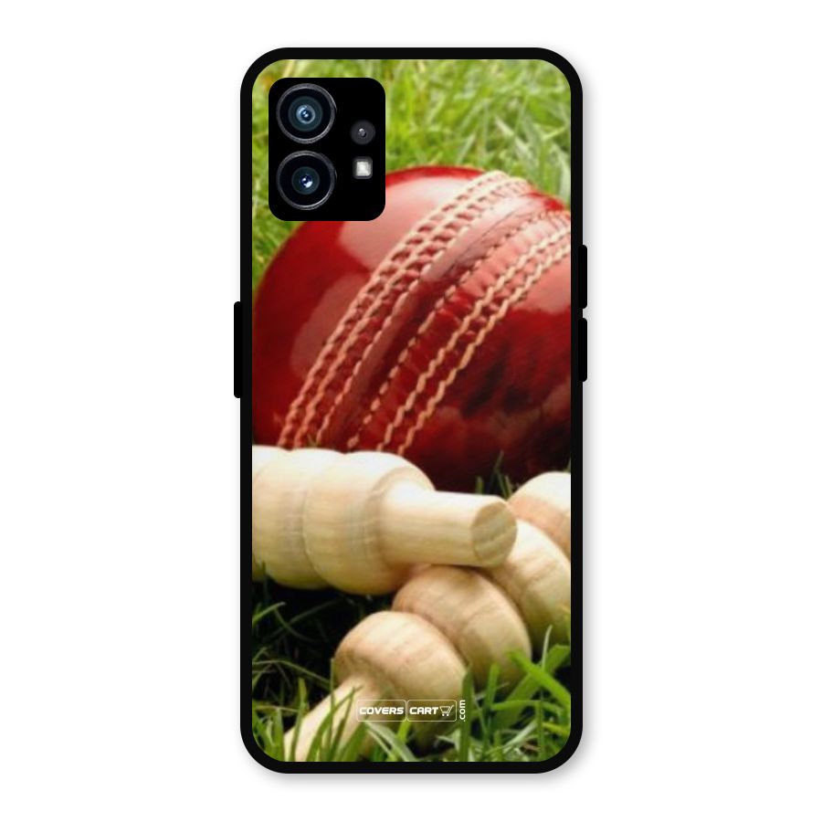 Cricket Ball and Stumps Metal Back Case for Nothing Phone 1
