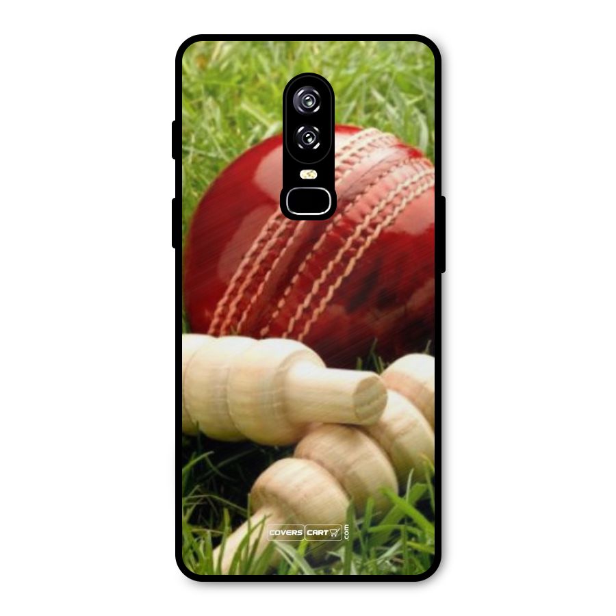 Cricket Ball and Stumps Metal Back Case for OnePlus 6
