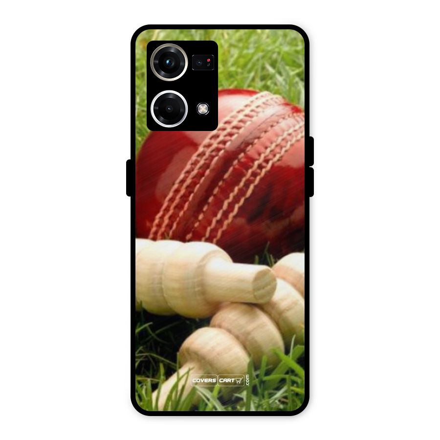 Cricket Ball and Stumps Metal Back Case for Oppo F21 Pro 4G