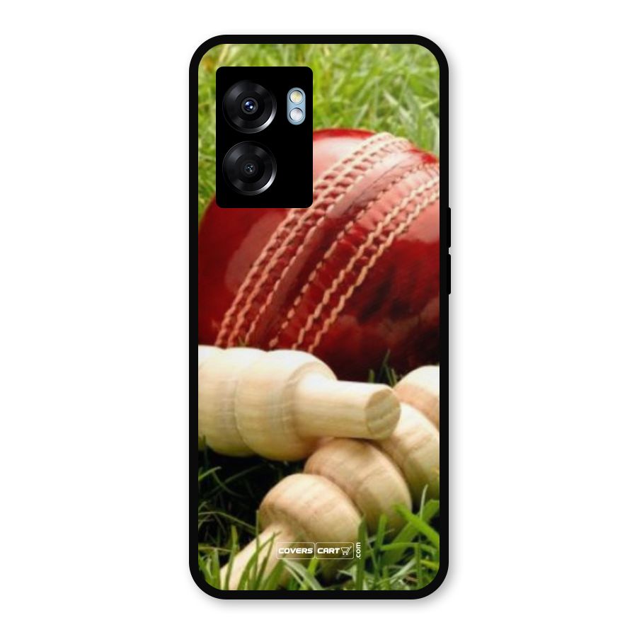 Cricket Ball and Stumps Metal Back Case for Oppo K10 (5G)