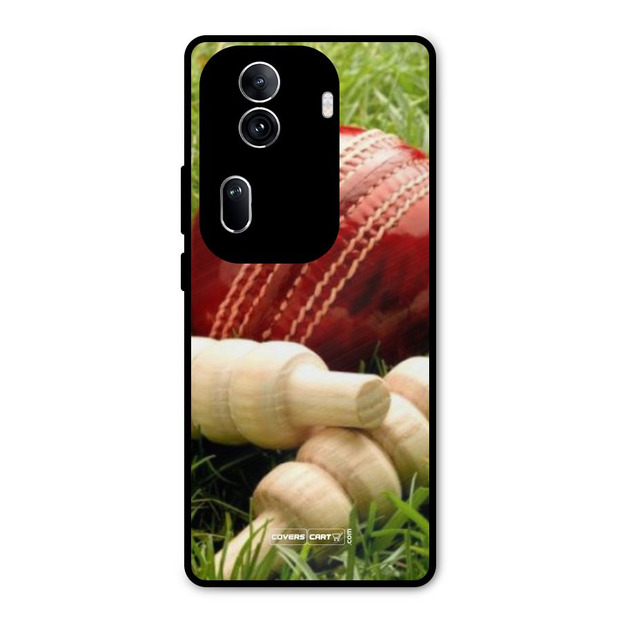Cricket Ball and Stumps Metal Back Case for Oppo Reno11 Pro 5G