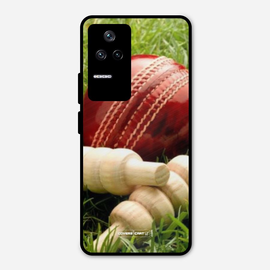 Cricket Ball and Stumps Metal Back Case for Poco F4 5G