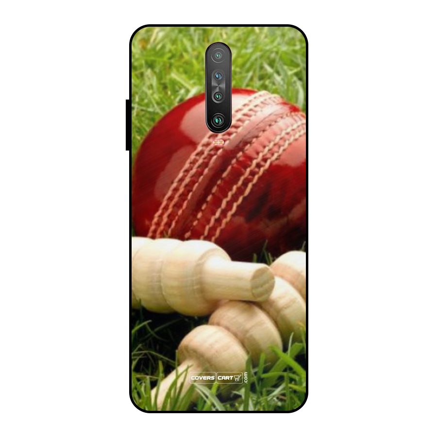 Cricket Ball and Stumps Metal Back Case for Poco X2