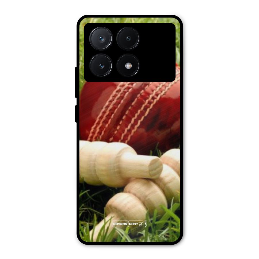 Cricket Ball and Stumps Metal Back Case for Poco X6 Pro