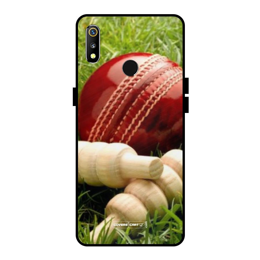 Cricket Ball and Stumps Metal Back Case for Realme 3i