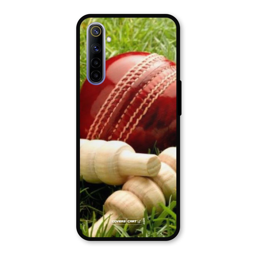 Cricket Ball and Stumps Metal Back Case for Realme 6i