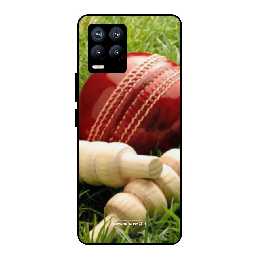 Cricket Ball and Stumps Metal Back Case for Realme 8 Pro