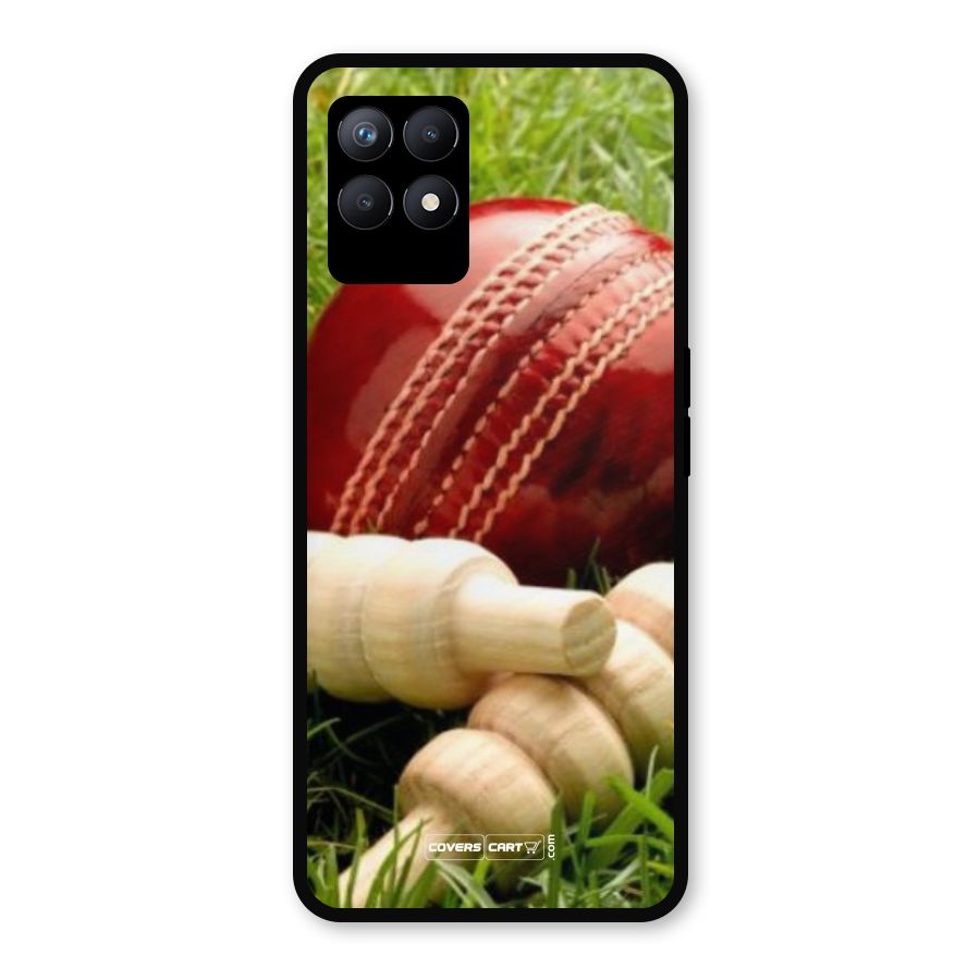 Cricket Ball and Stumps Metal Back Case for Realme 8i