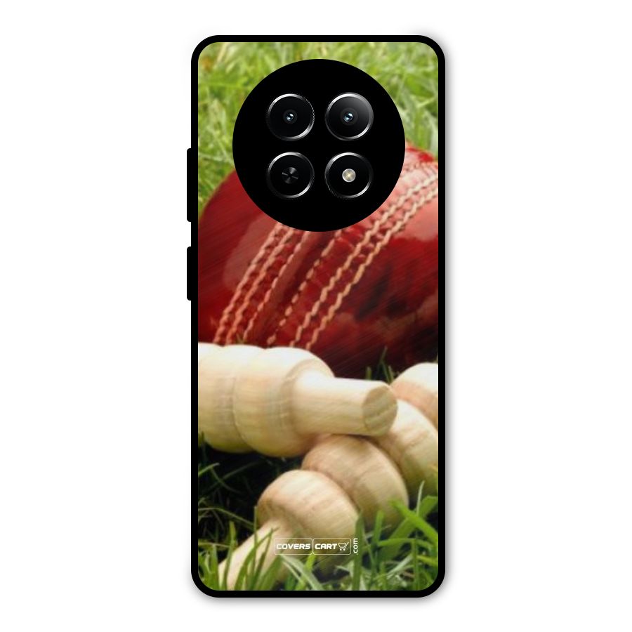 Cricket Ball and Stumps Metal Back Case for Realme Narzo N65