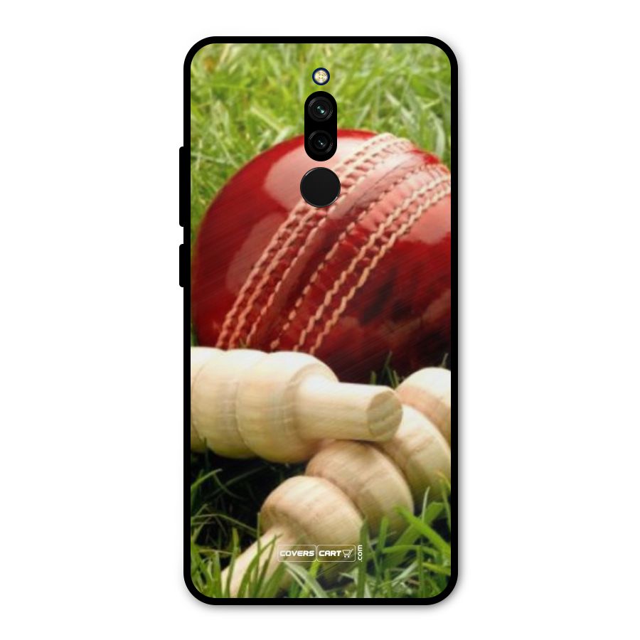 Cricket Ball and Stumps Metal Back Case for Redmi 8