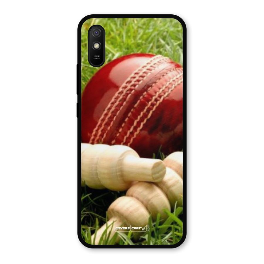 Cricket Ball and Stumps Metal Back Case for Redmi 9i