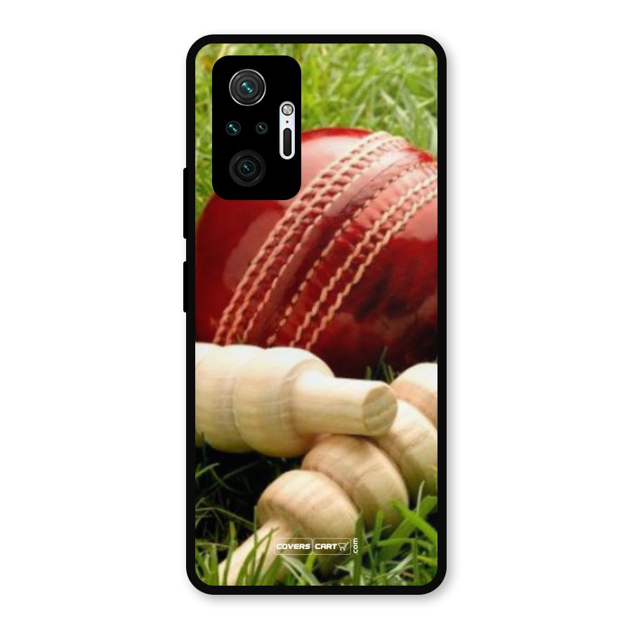 Cricket Ball and Stumps Metal Back Case for Redmi Note 10 Pro Max