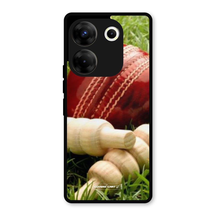 Cricket Ball and Stumps Metal Back Case for Tecno Camon 20