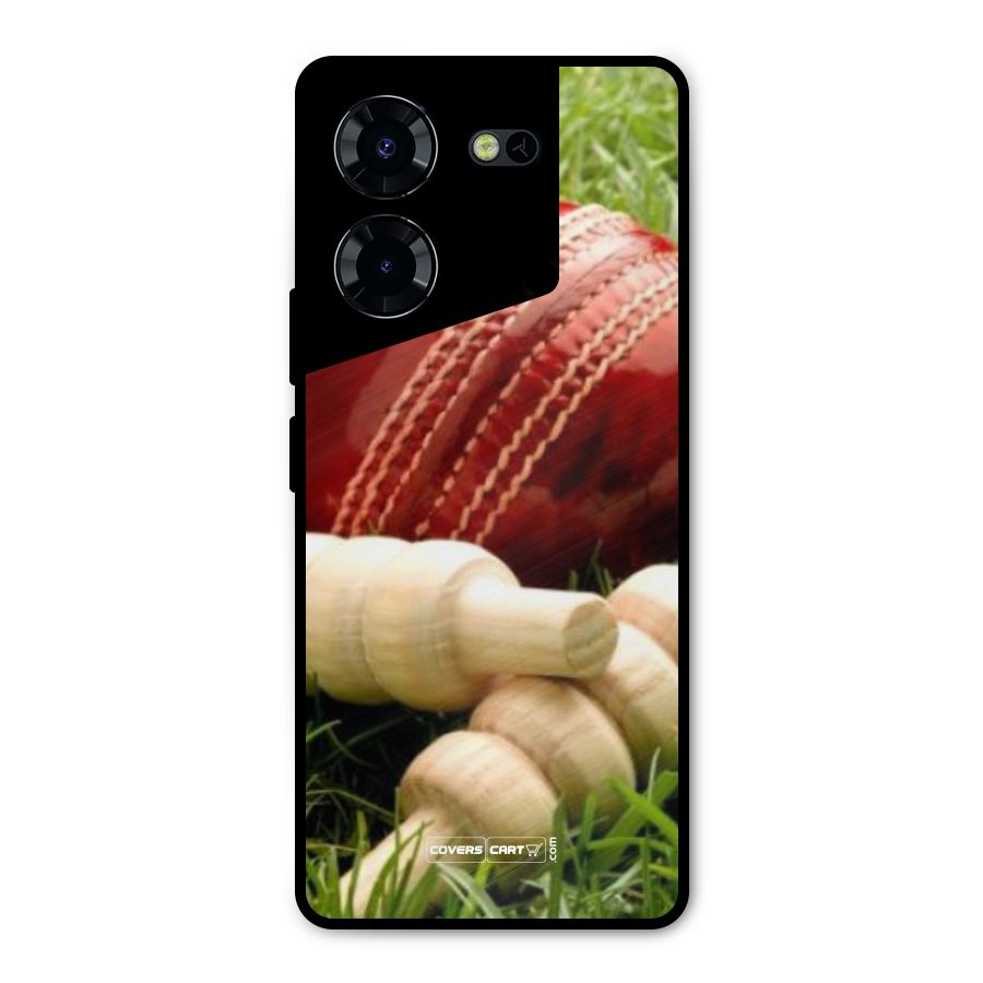 Cricket Ball and Stumps Metal Back Case for Tecno Pova 5 Pro 5G