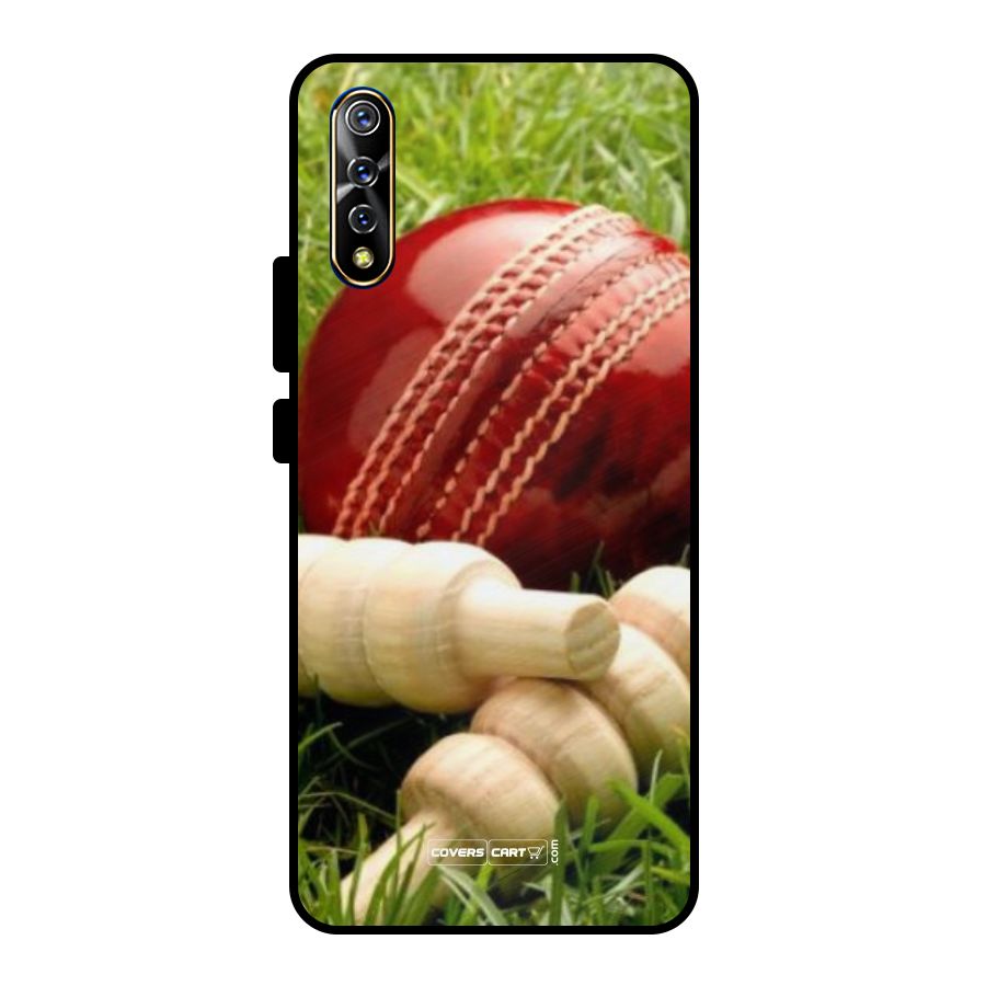 Cricket Ball and Stumps Metal Back Case for Vivo S1