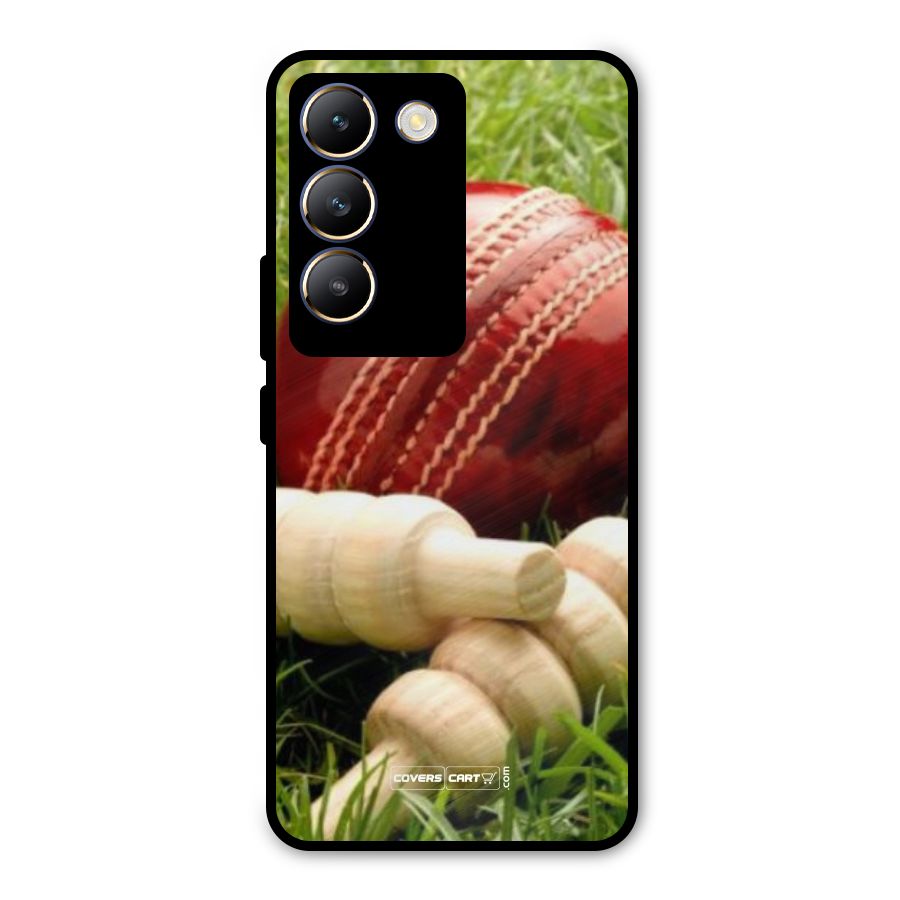 Cricket Ball and Stumps Metal Back Case for Vivo T3 5G
