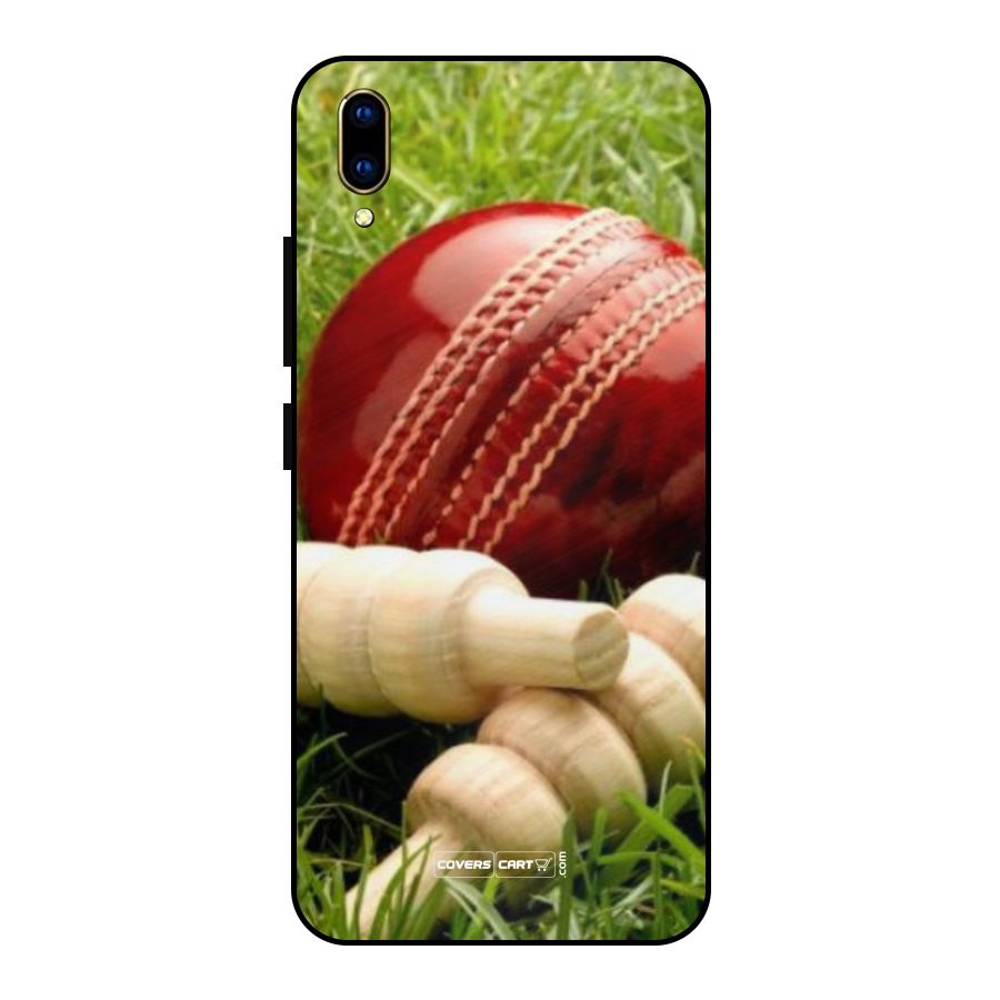 Cricket Ball and Stumps Metal Back Case for Vivo V11 Pro