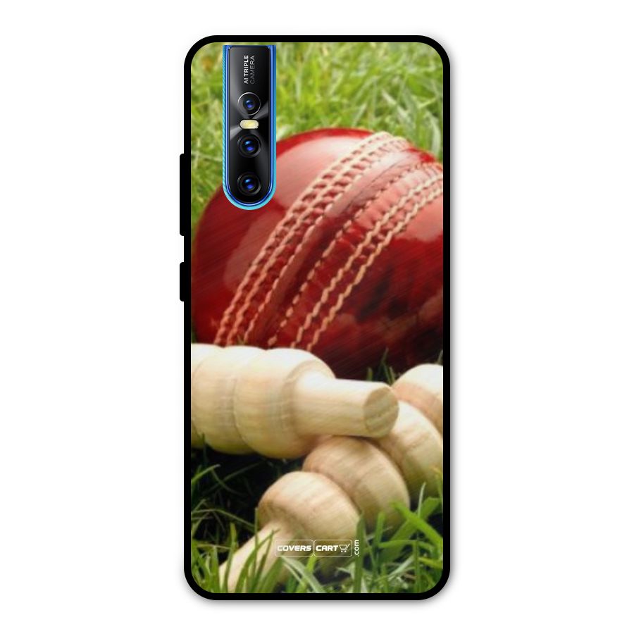 Cricket Ball and Stumps Metal Back Case for Vivo V15 Pro