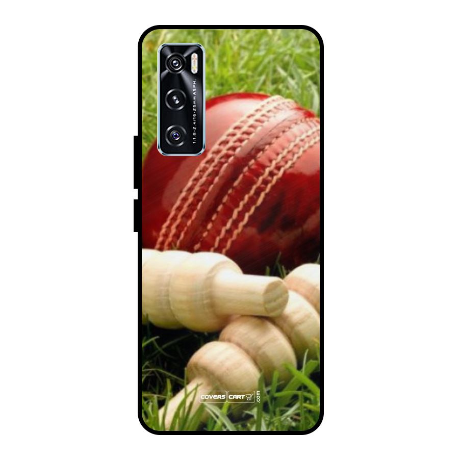 Cricket Ball and Stumps Metal Back Case for Vivo V20 SE