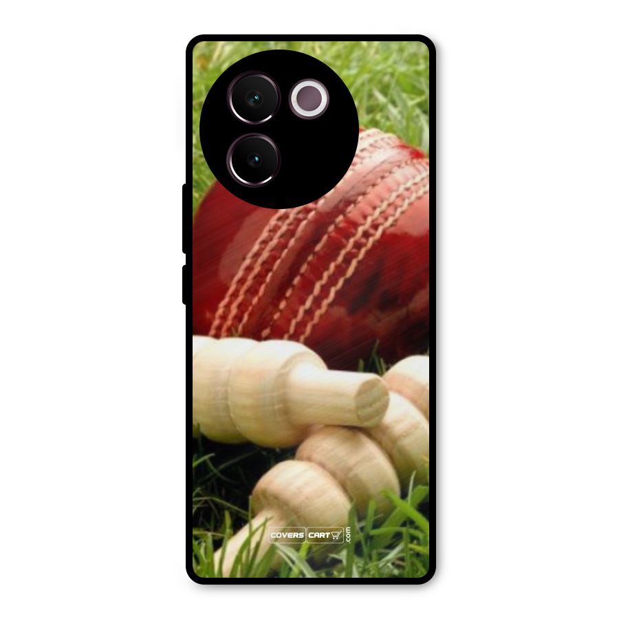 Cricket Ball and Stumps Metal Back Case for Vivo V30e