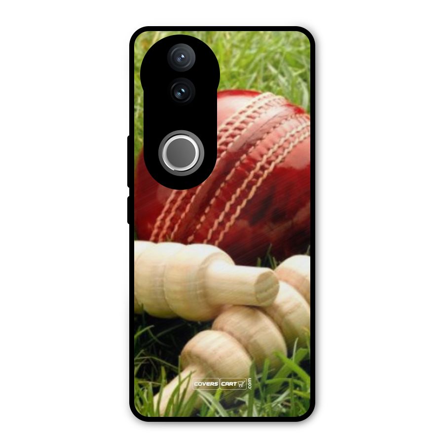 Cricket Ball and Stumps Metal Back Case for Vivo V50e