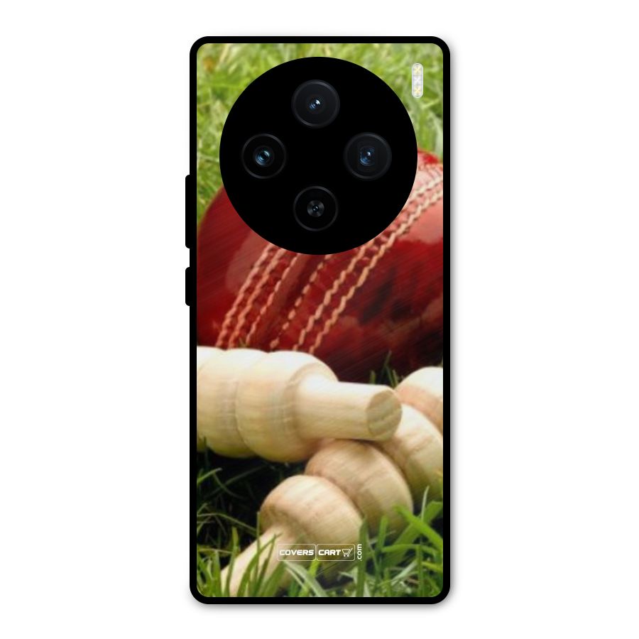 Cricket Ball and Stumps Metal Back Case for Vivo X100