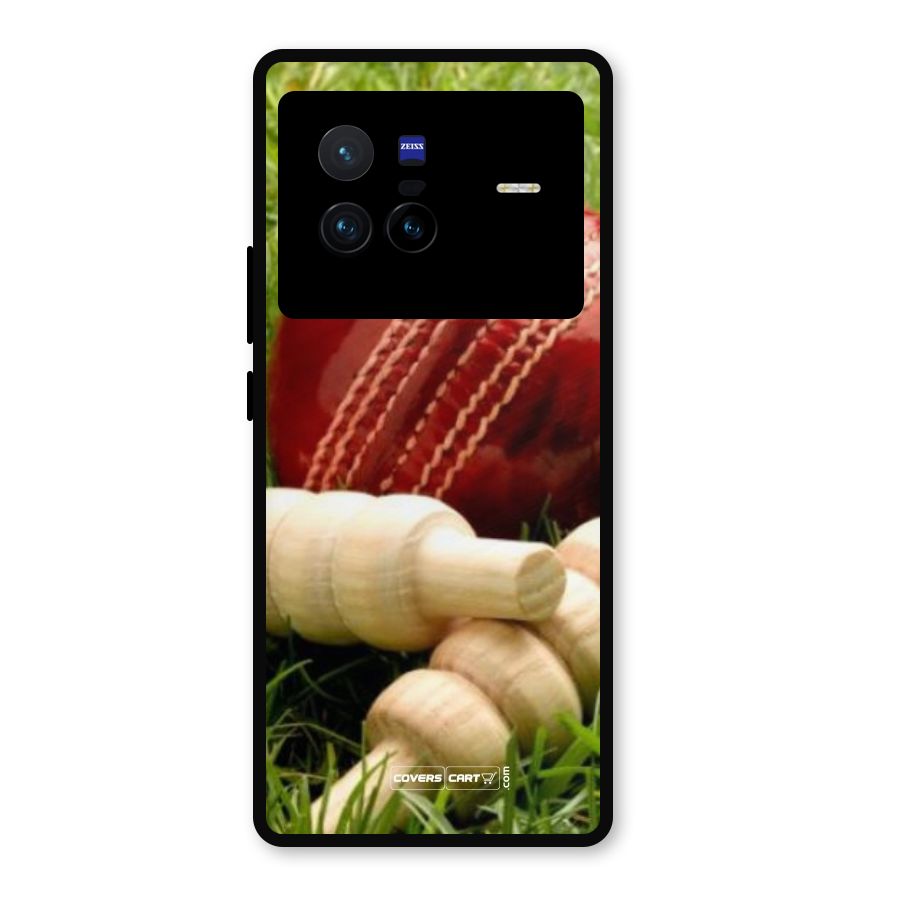 Cricket Ball and Stumps Metal Back Case for Vivo X80