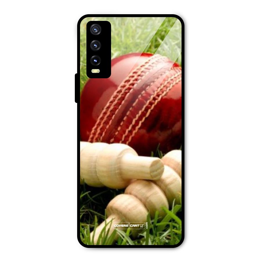 Cricket Ball and Stumps Metal Back Case for Vivo Y20