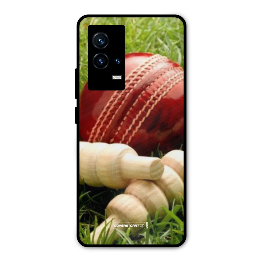 Cricket Ball and Stumps Metal Back Case for iQOO 9 5G