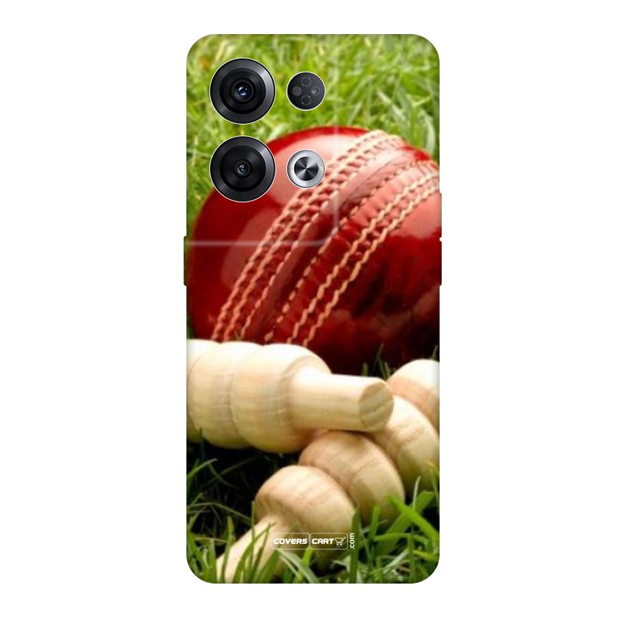 Cricket Ball and Stumps Original Polycarbonate Back Case for Oppo Reno8 Pro 5G