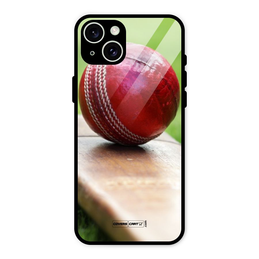 Cricket Bat Ball Glass Back Case for iPhone 15 Plus