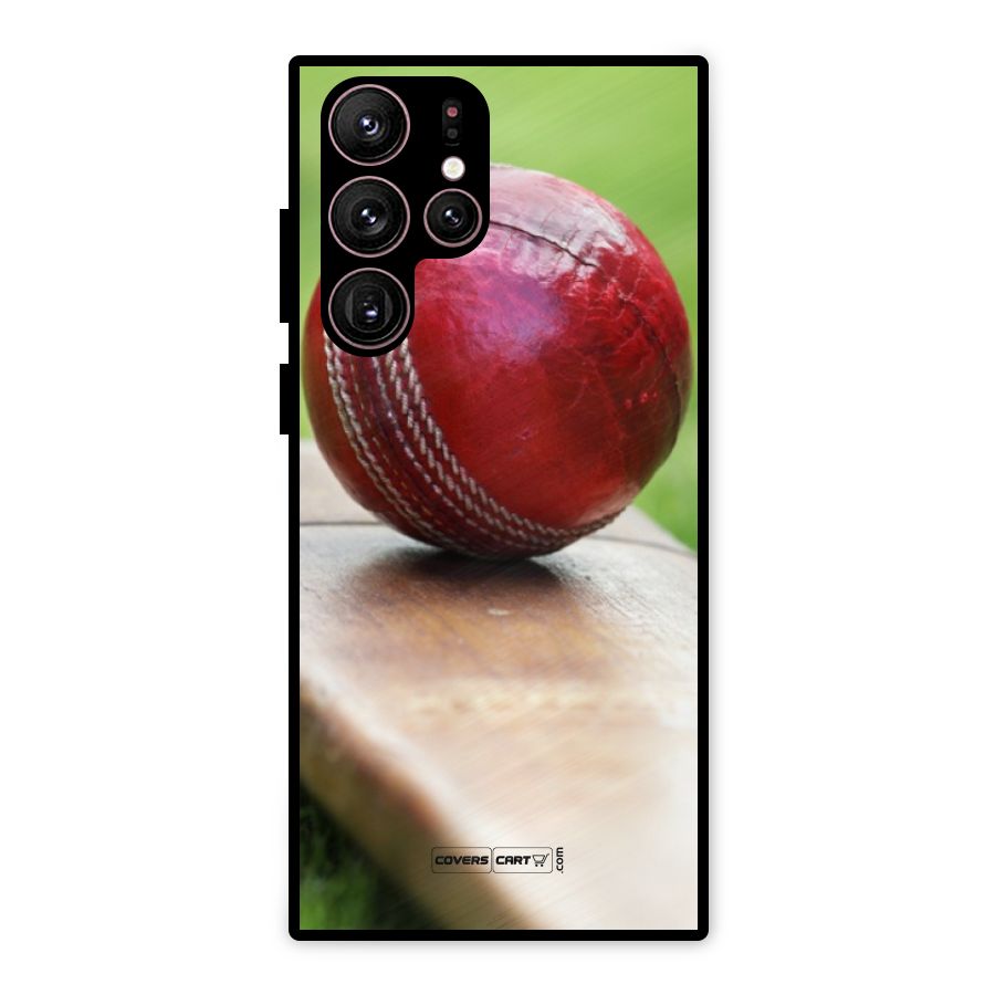 Cricket Bat Ball Metal Back Case for Galaxy S22 Ultra 5G